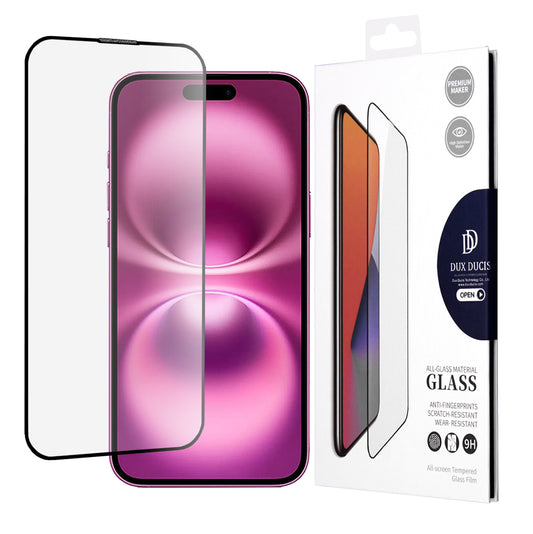 Ochranná fólia na displej DUX DUCIS pre Apple iPhone 16 Plus, tvrdené sklo, Edge Glue, čierna