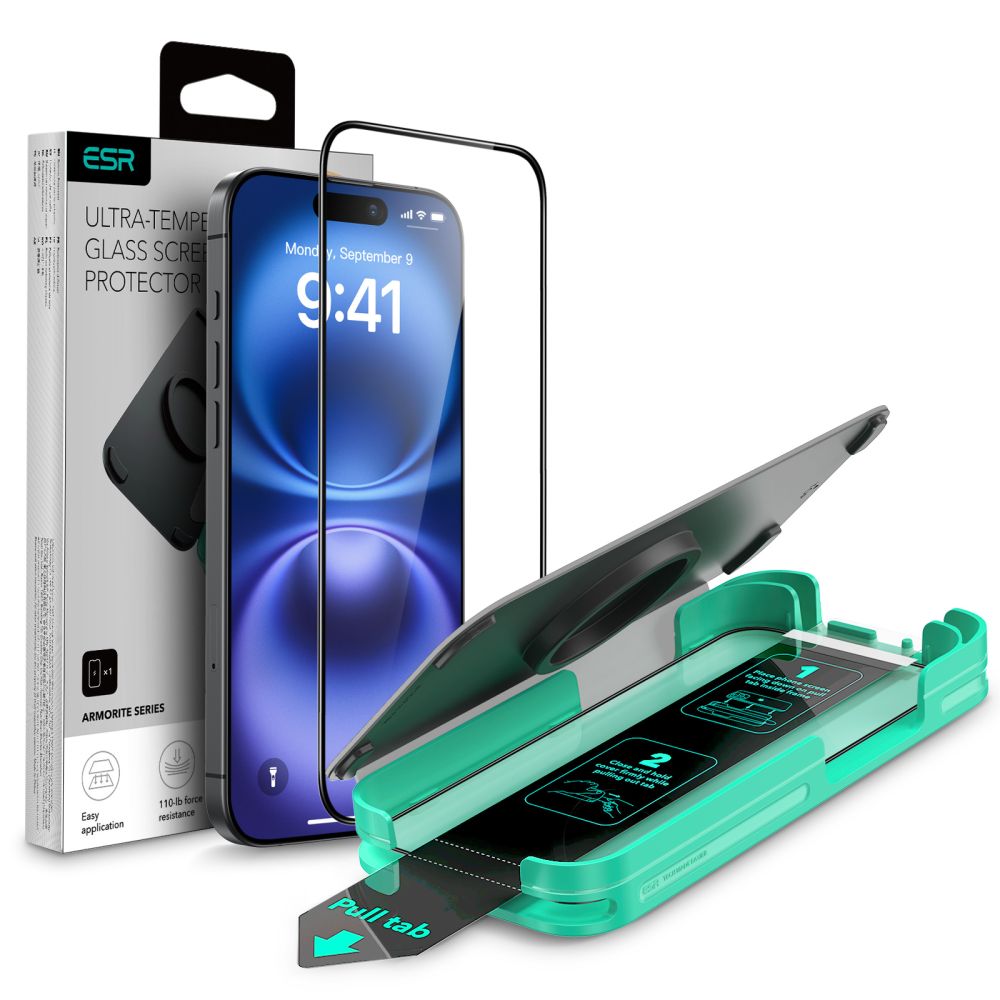Ochranná fólia ESR Armorite na displej pre Apple iPhone 16 Plus / 15 Plus, Kalené sklo, Full Glue, Čierna