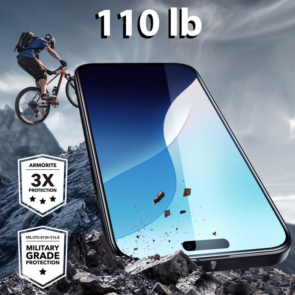 Ochranná fólia ESR Armorite na displej pre Apple iPhone 16 Plus / 15 Plus, Kalené sklo, Full Glue, Čierna