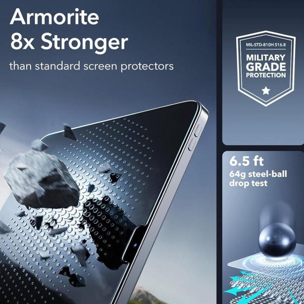 Ochranná fólia na displej ESR Armorite UltraFit pre Apple iPad Air 13 (2025) / Air 13 (2024), Kalené sklo, Full Glue, Sada 2 kusy