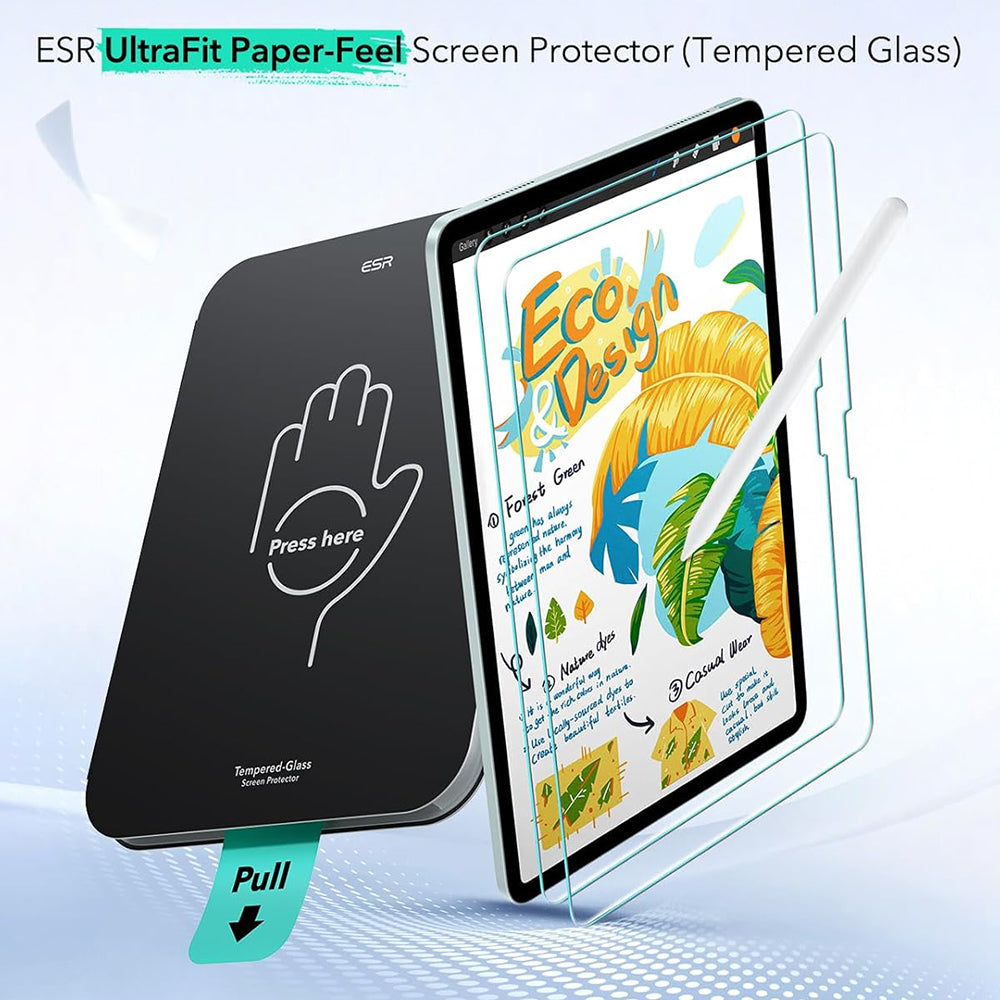 Ochranná fólia ESR Paper Feel UltraFit pre Apple iPad (2025) / (2022), Plast, Sada 2 kusy