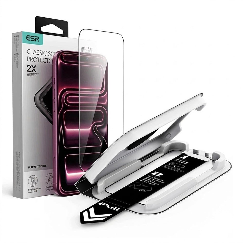 Ochranná fólia na displej ESR UltraFit Classic pre Apple iPhone 18 Pro / 17 Pro, tvrdené sklo, plné lepidlo, čierna