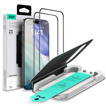 Ochranná fólia na displej ESR UltraFit Classic pre Apple iPhone 18 Pro / 17 Pro, tvrdené sklo, plné lepidlo, sada 2 kusy, čierna