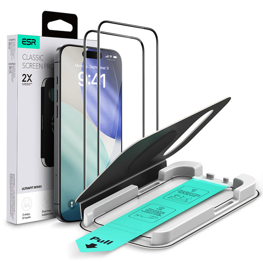 Ochranná fólia na displej ESR UltraFit Classic pre Apple iPhone 18 Pro / 17 Pro, tvrdené sklo, plné lepidlo, sada 2 kusy, čierna