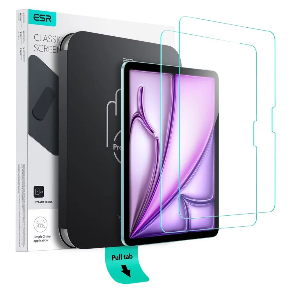 ESR UltraFit Screen Protector for Apple iPad Air 13 (2025) / Air 13 (2024), Tempered Glass, Full Glue, Set of 2 Pieces