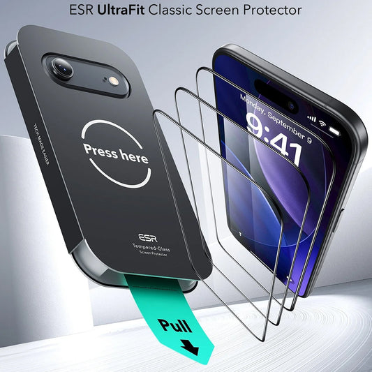 Ochranná fólia ESR UltraFit na displej pre Apple iPhone 17 Air, Kalené sklo, Full Glue, Sada 3 kusy.