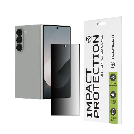 Privacy Techsuit Exterior Screen Protector for Samsung Galaxy Z Fold6 F956, Tempered Glass, Full Glue, 111D