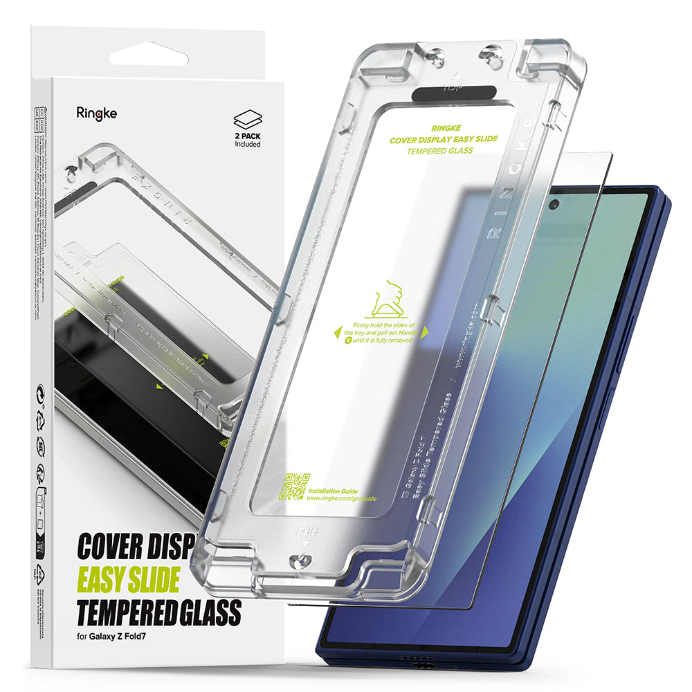 Ochranná fólia Ringke Easy Slide pre vonkajší displej pre Samsung Galaxy Z Fold7 F966, Tvrdené sklo, Plné lepenie, Sada 2 kusy
