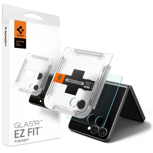 Ochranná fólia Spigen GlastR EZ FIT pre vonkajší displej Samsung Galaxy Z Flip7 F766, Tvrdené sklo, Full Glue