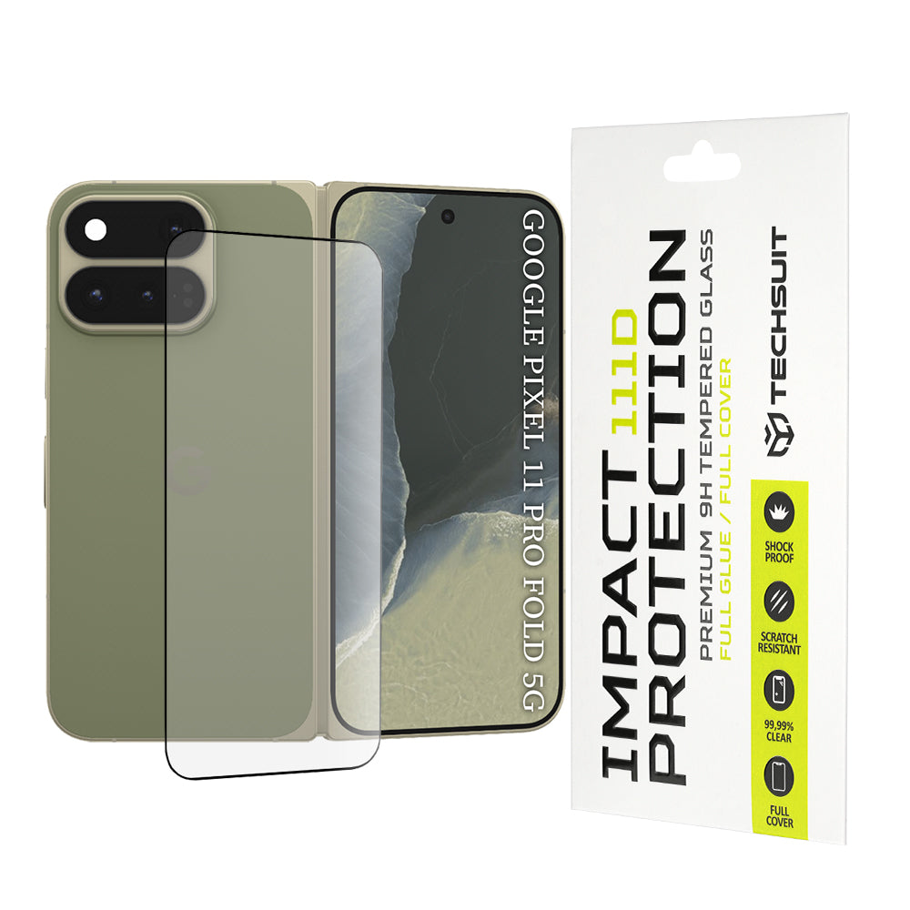 Ochranná fólia na vonkajší displej Techsuit pre Google Pixel 11 Pro Fold, tvrdené sklo, plné lepidlo, 111D, čierna