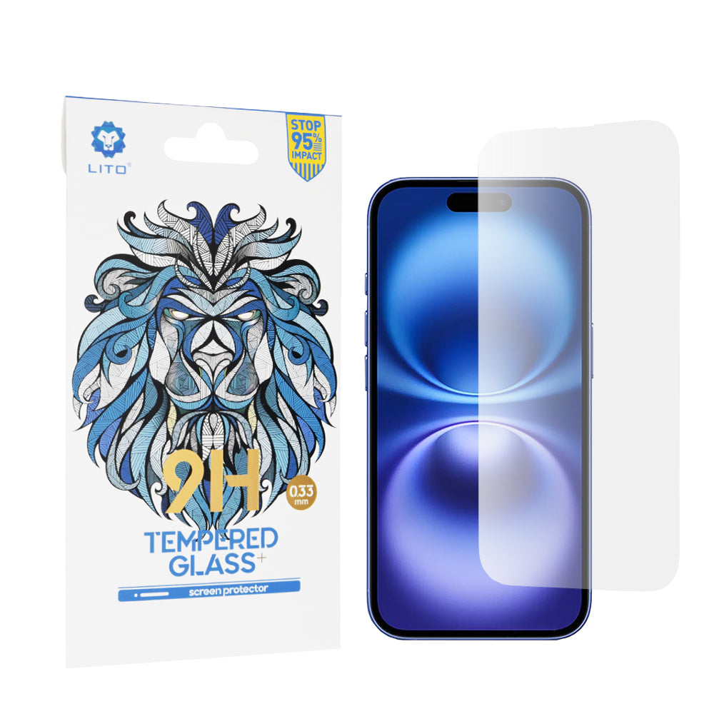 Lito Classic Screen Protector for Apple iPhone 16, Tempered Glass, Full Glue, 2.5D