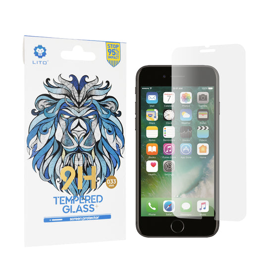 Ochranná fólia na displej Lito Classic pre Apple iPhone SE (2022) / SE (2020) / 8 / 7, tvrdené sklo, plné lepidlo, 2.5D