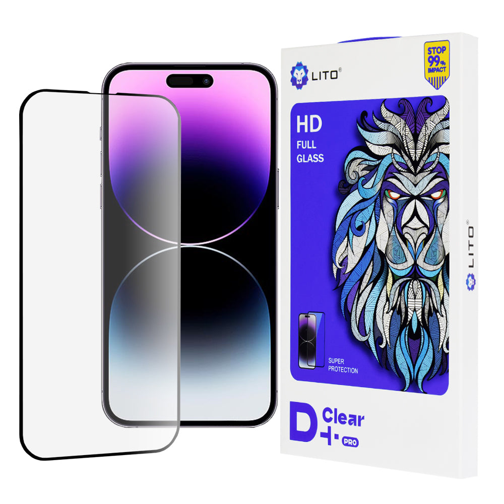 Ochranná fólia na displej Lito D+ Pro pre Apple iPhone 14 Pro Max, tvrdené sklo, plné lepidlo, čierna