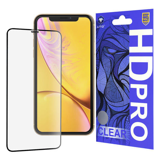 Ochranná fólia na displej Lito HD Pro Clear pre Apple iPhone 11 / XR, tvrdené sklo, plné lepidlo, čierna