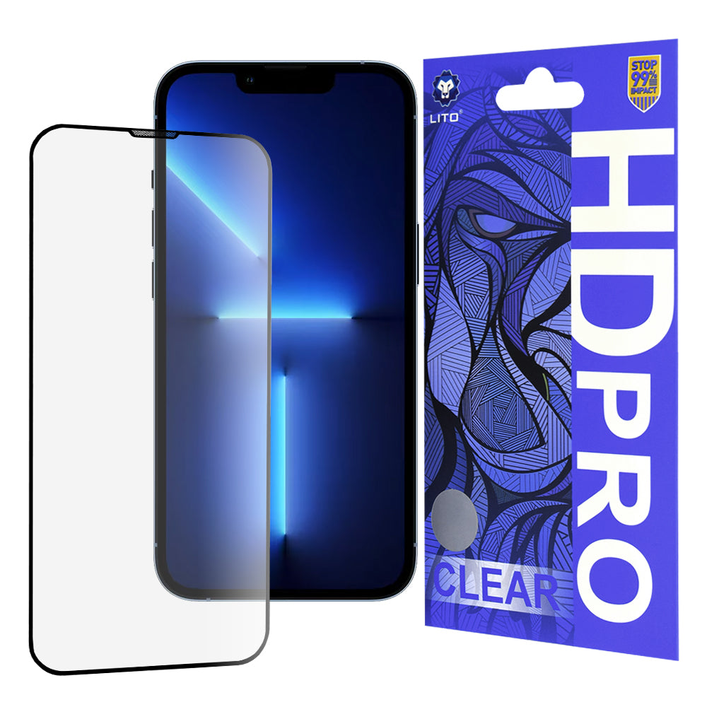 Lito HD Pro Clear Screen Protector for Apple iPhone 14 Plus / 13 Pro Max, Tempered Glass, Full Glue, Black