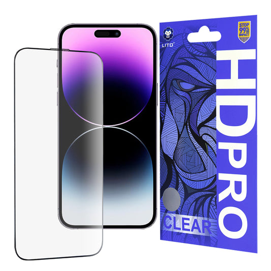 Ochranná fólia na displej Lito HD Pro Clear pre Apple iPhone 14 Pro Max, tvrdené sklo, plné lepidlo, čierna