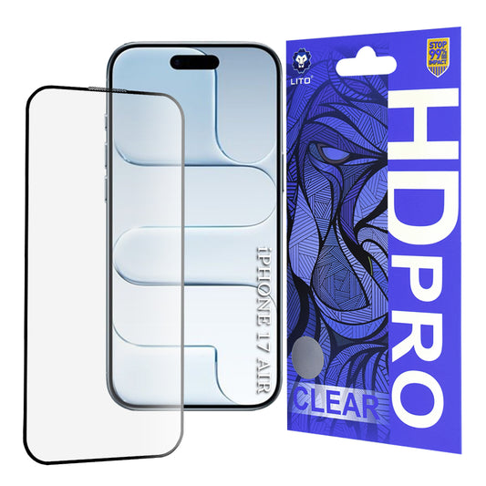 Ochranná fólia Lito HD Pro Clear na displej pre Apple iPhone 17 Air, Tvrdené sklo, Full Glue, Čierna