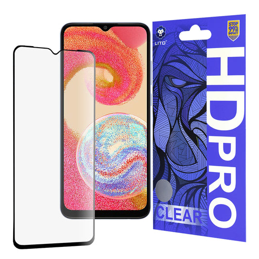 Ochranná fólia na displej Lito HD Pro Clear pre Samsung Galaxy A04e A042 / M04 M045, tvrdené sklo, plné lepidlo, čierna