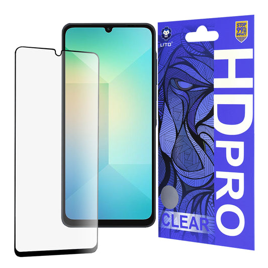 Ochranná fólia na displej Lito HD Pro Clear pre Samsung Galaxy A06 A065, tvrdené sklo, plné lepidlo, čierna
