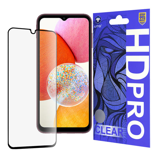 Ochranná fólia na displej Lito HD Pro Clear pre Samsung Galaxy A14 A145 / A14 5G A146, tvrdené sklo, plné lepidlo, čierna