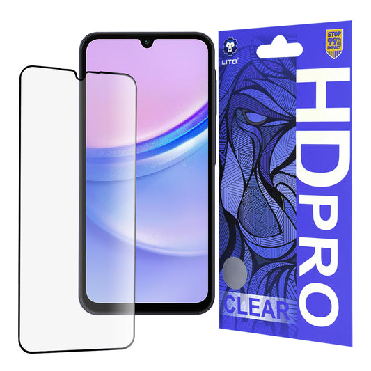 Ochranná fólia na displej Lito HD Pro Clear pre Samsung Galaxy A15 5G A156 / A15 A155 / A25 A256 / A24 4G A245, tvrdené sklo, plné lepidlo, čierna