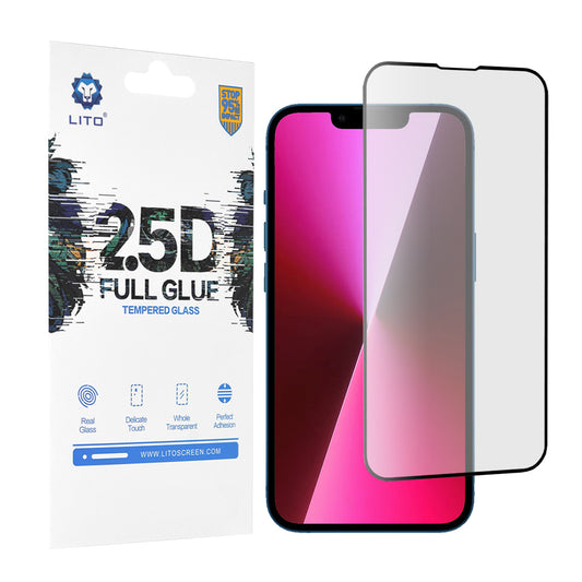 Ochranná fólia na displej Lito pre Apple iPhone 14 / 13 Pro / 13, tvrdené sklo, plné lepidlo, 2.5D, čierna