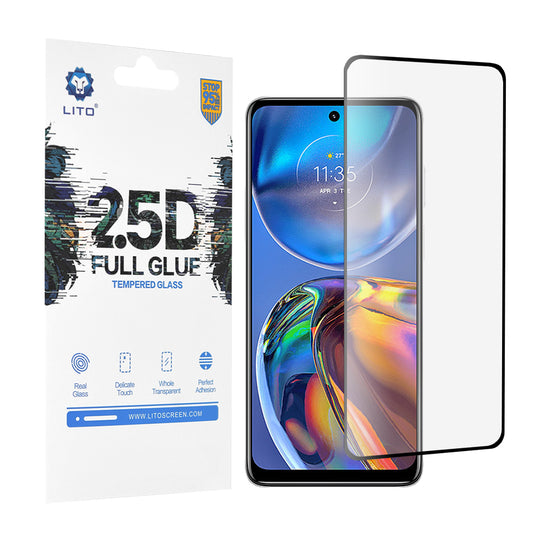 Ochranná fólia na displej Lito pre Motorola Moto E32s / E32, tvrdené sklo, plné lepidlo, 2.5D, čierna