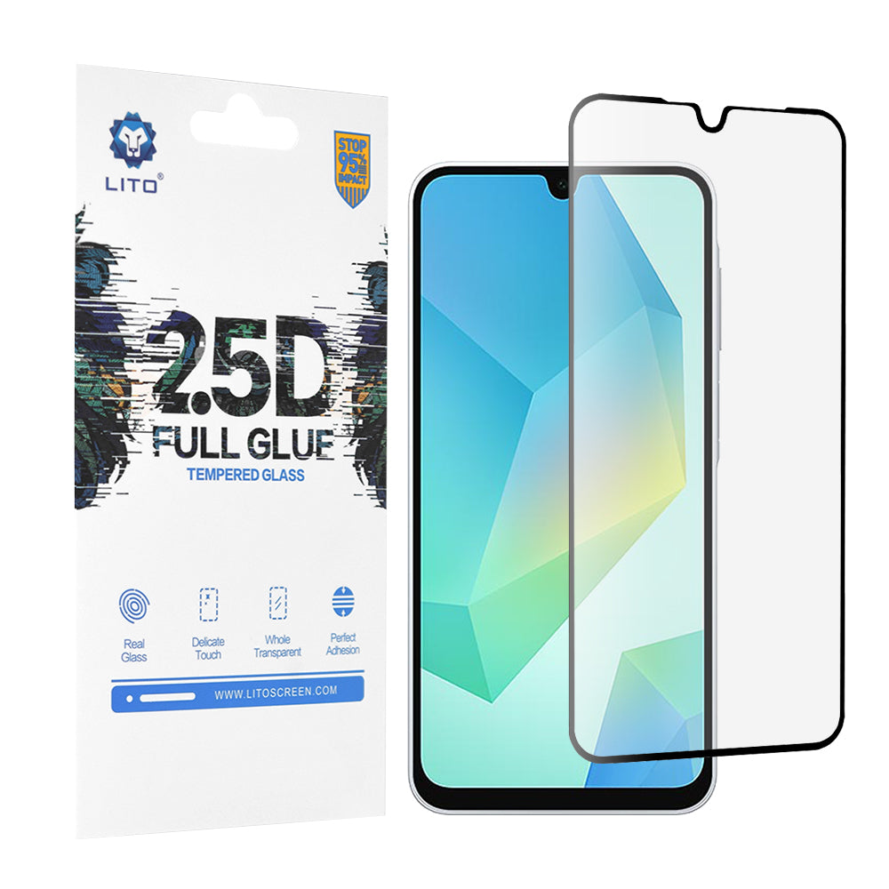 Ochranná fólia na displej Lito pre Samsung Galaxy A16 5G A166 / A16 4G A165, tvrdené sklo, plné lepidlo, 2.5D, čierna
