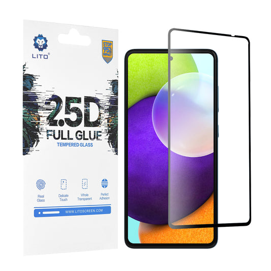 Ochranná fólia na displej Lito pre Samsung Galaxy A52s 5G A528 / A52 5G A526 / A52 A525, tvrdené sklo, plné lepidlo, 2.5D, čierna