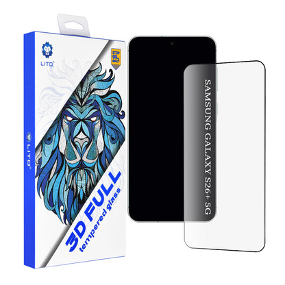 Ochranná fólia na displej Lito pre Samsung Galaxy S26 Plus, Kalené sklo, Full Glue, 3D, Čierna