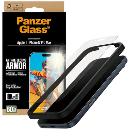 Ochranná fólia na displej Matte PanzerGlass Armor EasyAligner pre Apple iPhone 17 Pro Max, Kalené sklo, Full Glue