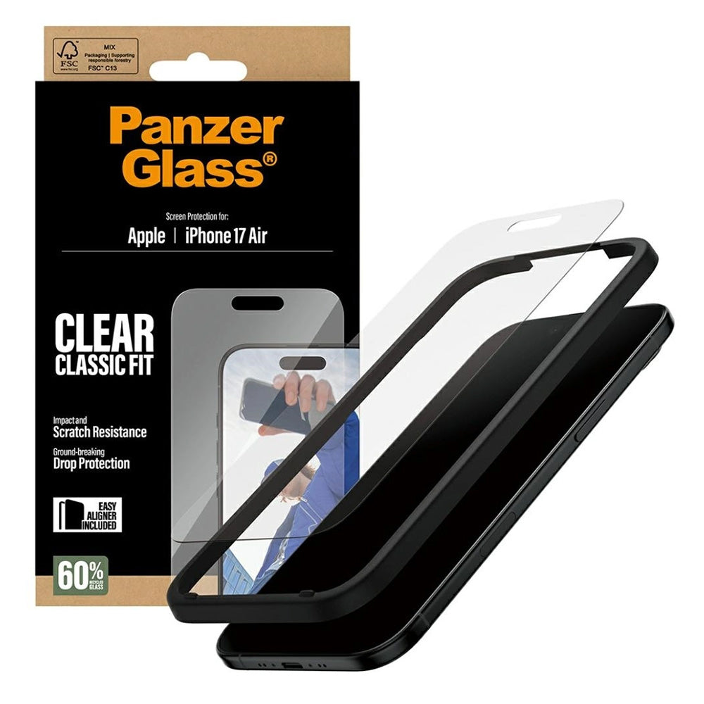 Ochranná fólia na displej PanzerGlass Classic Fit EasyAligner pre Apple iPhone 17 Air, Kalené sklo, Full Glue