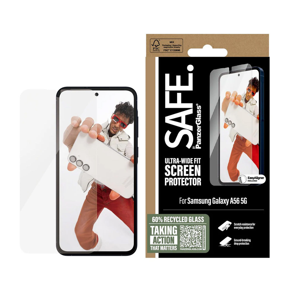 Ochranná fólia na displej PanzerGlass Safe. Ultra-Wide Fit EasyAligner pre Samsung Galaxy A56 A566, Kalené sklo, Full Glue