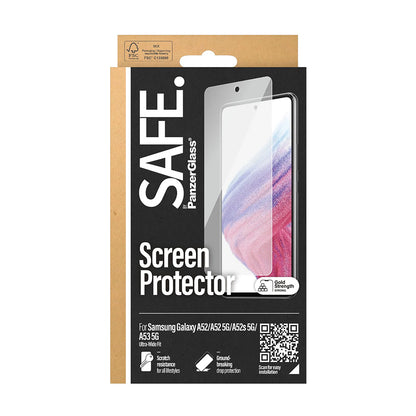 Ochranná fólia na displej PanzerGlass Safe. Ultra-Wide Fit pre Samsung Galaxy A53 5G A536 / A52s 5G A528 / A52 5G A526, Kalené sklo, Full Glue.