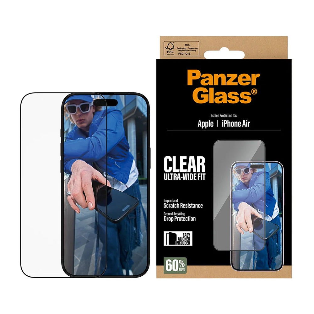 Ochranná fólia na displej PanzerGlass Ultra-Wide Fit EasyAligner pre Apple iPhone 17 Air, Tvrdené sklo, Full Glue, Čierna