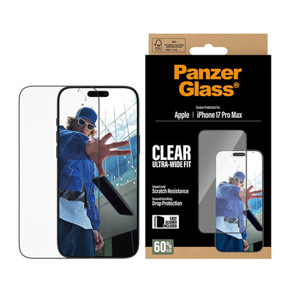 Ochranná fólia na displej PanzerGlass Ultra-Wide Fit EasyAligner pre Apple iPhone 17 Pro Max, Kalené sklo, Full Glue, Čierna