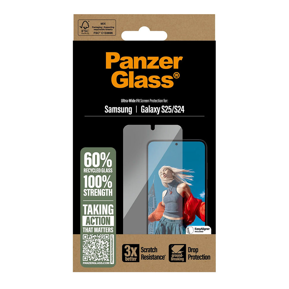 Ochranná fólia na displej PanzerGlass Ultra-Wide Fit pre Samsung Galaxy S25 S931 / S24 S921, Kalené sklo, Full Glue