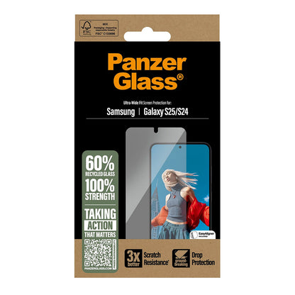 Ochranná fólia na displej PanzerGlass Ultra-Wide Fit pre Samsung Galaxy S25 S931 / S24 S921, Kalené sklo, Full Glue