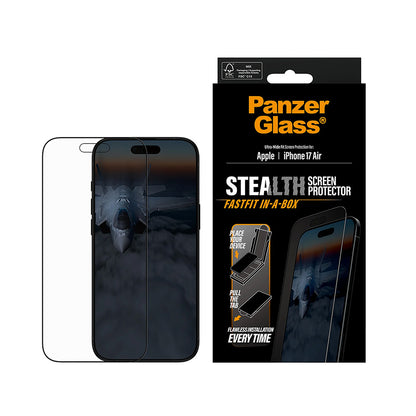 Ochranná fólia na displej PanzerGlass Ultra-Wide Fit Stealth Fastfit pre Apple iPhone 17 Air, Kalené sklo, Full Glue, Čierna