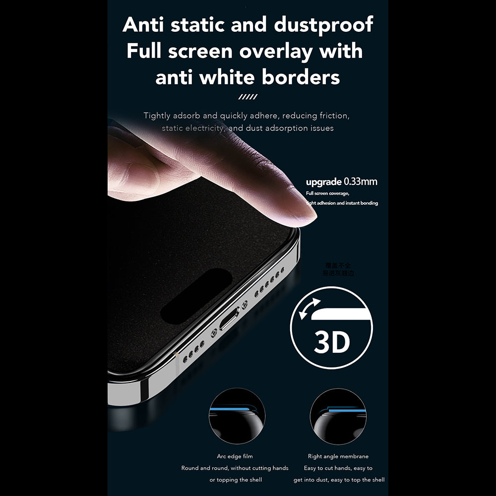 Ochranná fólia na displej Privacy Anank 1X Reinforced 360 pre Apple iPhone 15 Pro Max, tvrdené sklo, plné lepidlo, 2.5D