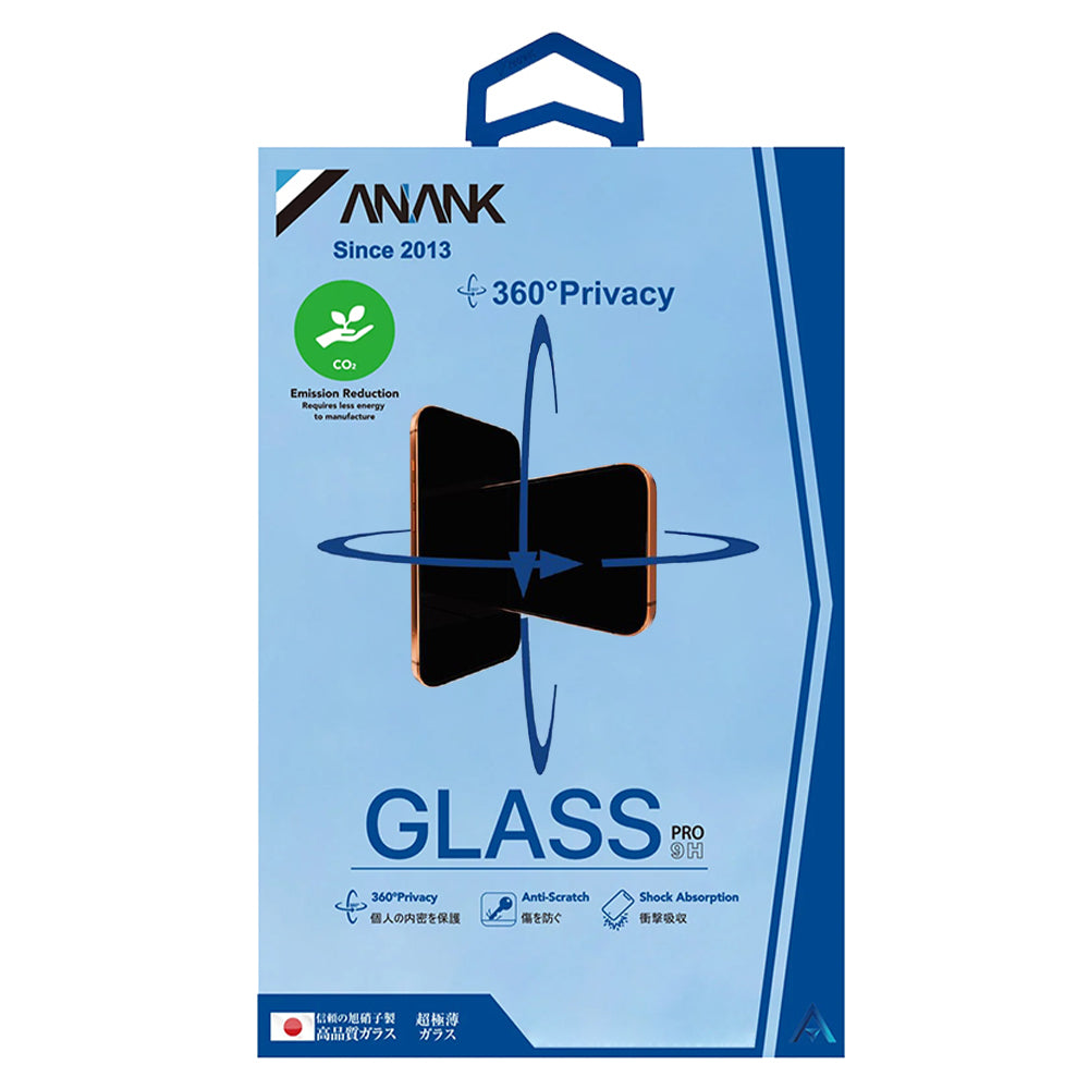 Ochranná fólia na displej Privacy Anank 1X Reinforced 360 pre Apple iPhone 15 Pro Max, tvrdené sklo, plné lepidlo, 2.5D