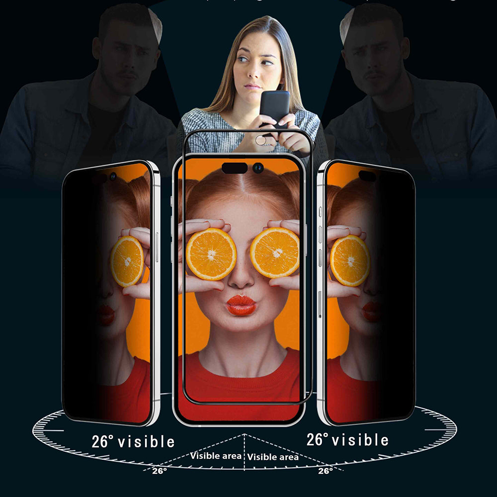 Ochranná fólia na displej Privacy Anank 3X Reinforced pre Apple iPhone 15 Pro Max, bezpečnostné sklo, plné lepidlo, 2.5D