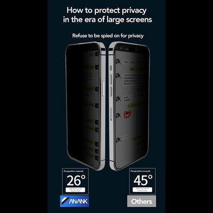 Anank 3X Reinforced Privacy Screen Protector for Apple iPhone 15, Tempered Glass, Full Glue, 2.5D