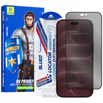 Blueo Anti-Peep Applicator Pro Privacy Screen Protector for Apple iPhone 18 Pro Max, Tempered Glass, Full Glue