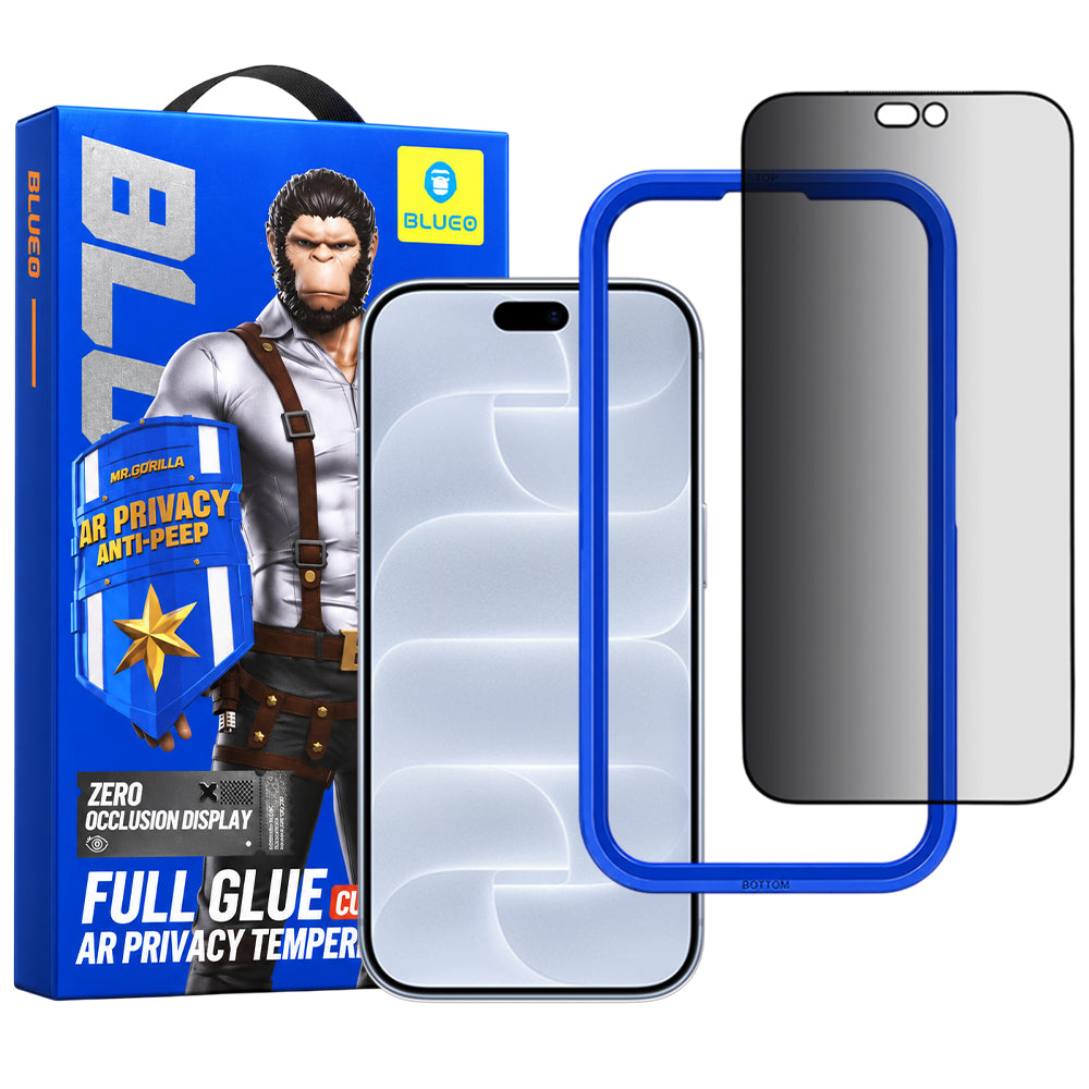 Blueo Anti-Peep AR Privacy Screen Protector for Apple iPhone 18 Pro, Tempered Glass, Full Glue, 3D