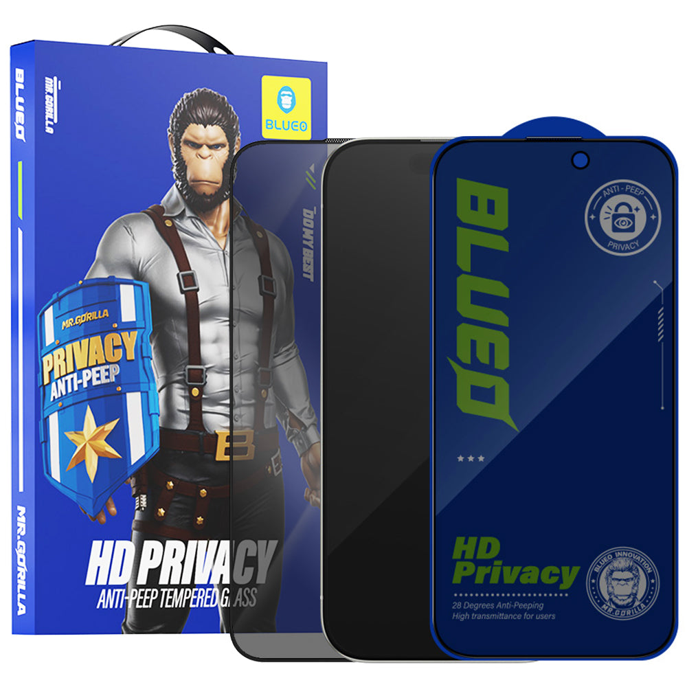 Ochranná fólia na displej Privacy Blueo Anti-Peep pre Apple iPhone 15 Pro Max, tvrdené sklo, plné lepidlo