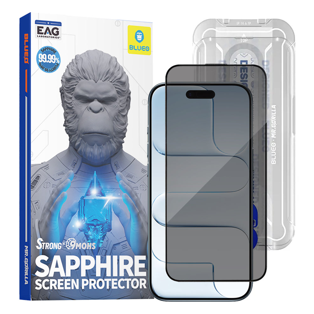 Ochranná fólia na displej Privacy Blueo Sapphire Applicator Pro pre Apple iPhone 17 Air, Kalené sklo, Full Glue