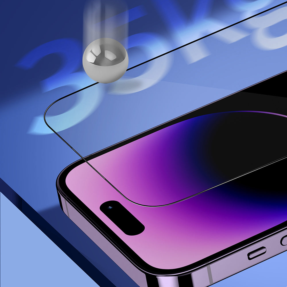 Ochranná fólia na displej Privacy Blueo Sapphire Applicator Pro pre Apple iPhone 17 Pro / 17 / 16 Pro, Kalené sklo, Full Glue