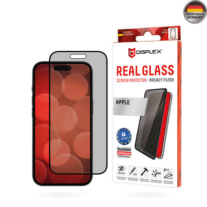 Ochranná fólia na displej Privacy Displex Real Glass pre Apple iPhone 16 Plus, tvrdené sklo, plné lepidlo