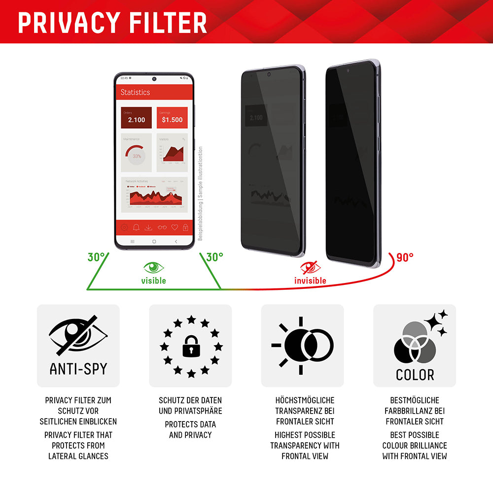 Ochranná fólia na displej Privacy Displex Real Glass pre Apple iPhone 16 Plus, tvrdené sklo, plné lepidlo
